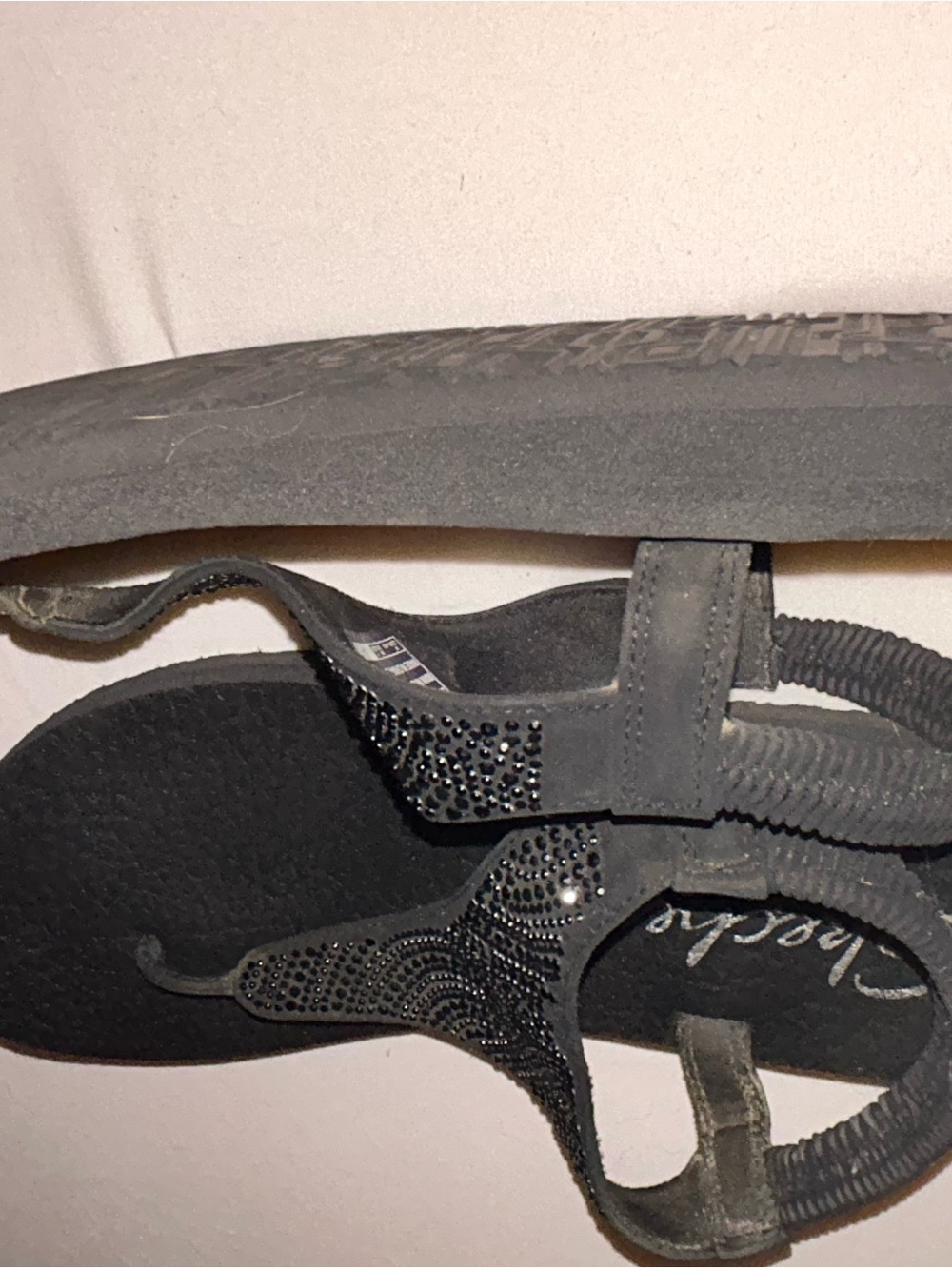 Skechers Black Rhinestone Thong Sandals - Picture 3 of 5
